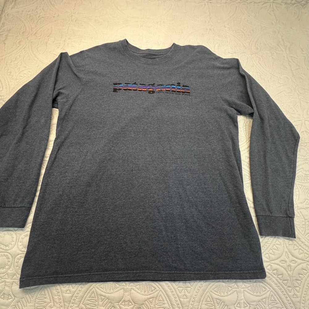 Patagonia Mens Blue Great Pacific Iron Works Long Sleeve T-Shirt Large L